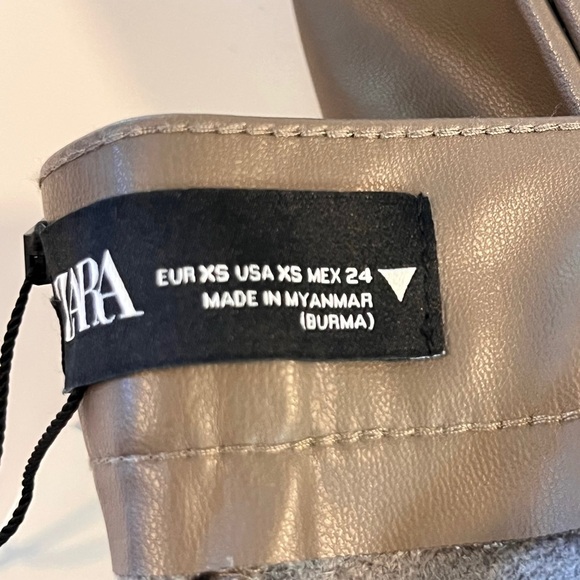 Zara Taupe Faux Leather High Rise Straight Leggings Size XSmall - Picture 11 of 13